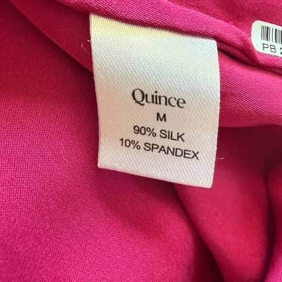 QUINCE Washable Silk Stretch Blouse Lot of 2 – Navy & Fuchsia, Size M - Picture 9 of 11